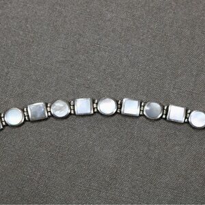925 Sterling Silver mother of pearl panel tennis bracelet
